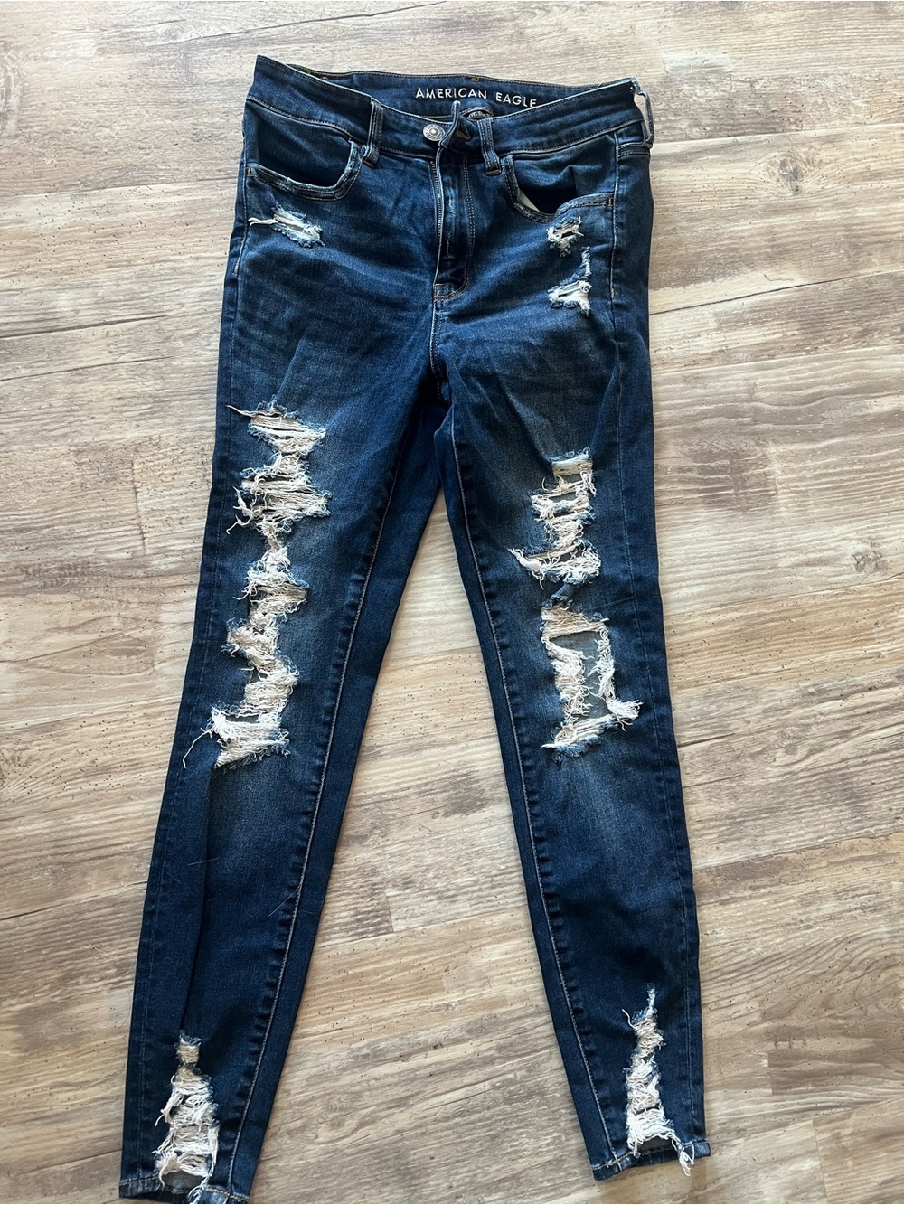 American Eagle Outfitters Dark Blue Ripped Skinny Jeans